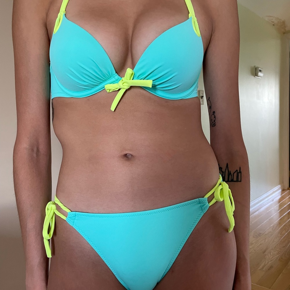 Victoria Secret two pieces bikinis bathing suits with gold metal hook